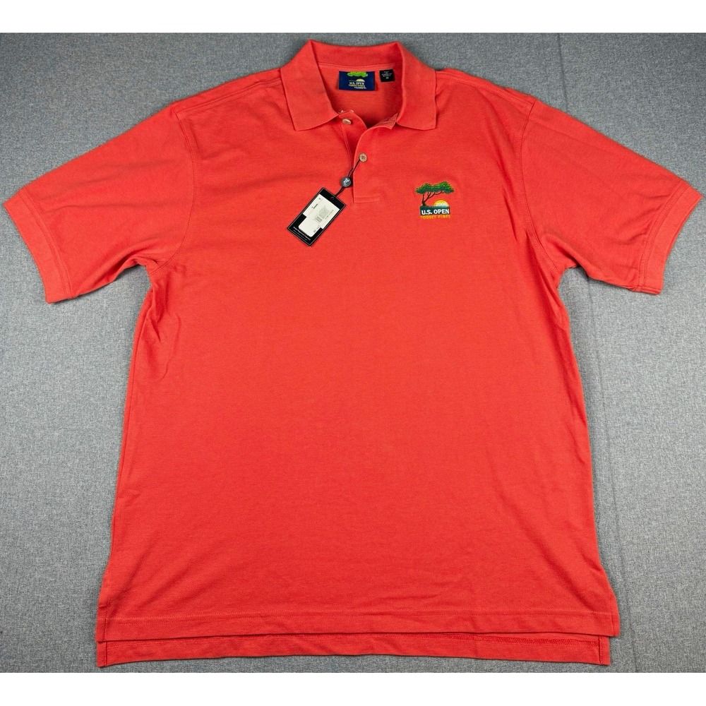 Ashworth 2008 US Open Torrey Pines Golf Polo Mens M Coral Tiger Woods NWT